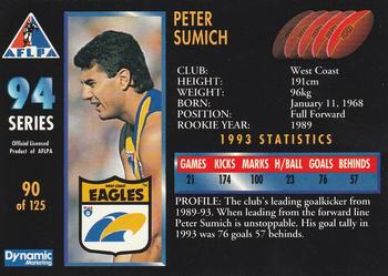1994 Dynamic AFLPA #90 Peter Sumich Back
